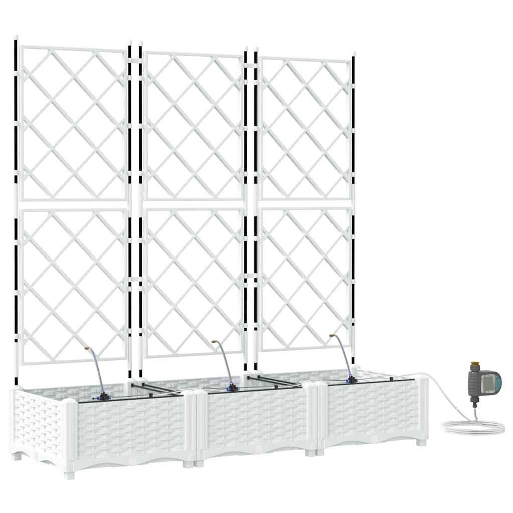vidaXL Garden Planter 3 pcs White 120 x 40 x 126 cm PP