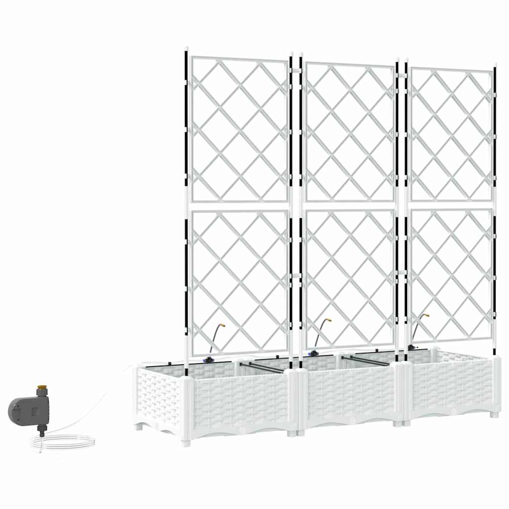 vidaXL Garden Planter 3 pcs White 120 x 40 x 126 cm PP