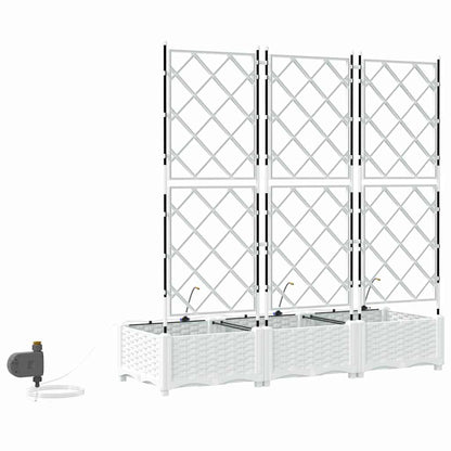 vidaXL Garden Planter 3 pcs White 120 x 40 x 126 cm PP