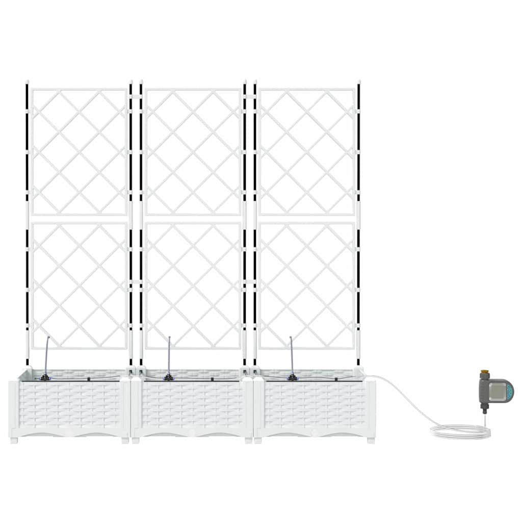 vidaXL Garden Planter 3 pcs White 120 x 40 x 126 cm PP