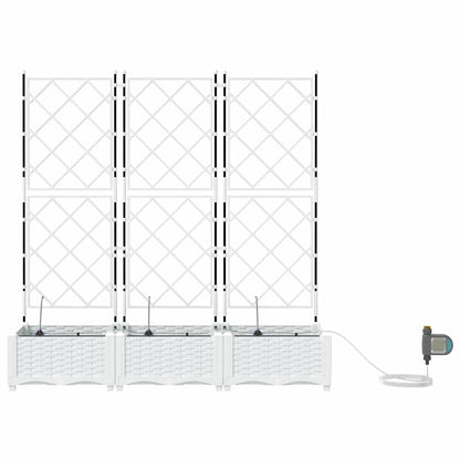vidaXL Garden Planter 3 pcs White 120 x 40 x 126 cm PP
