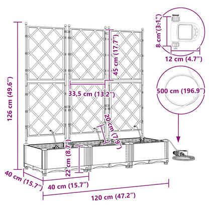 vidaXL Garden Planter 3 pcs White 120 x 40 x 126 cm PP