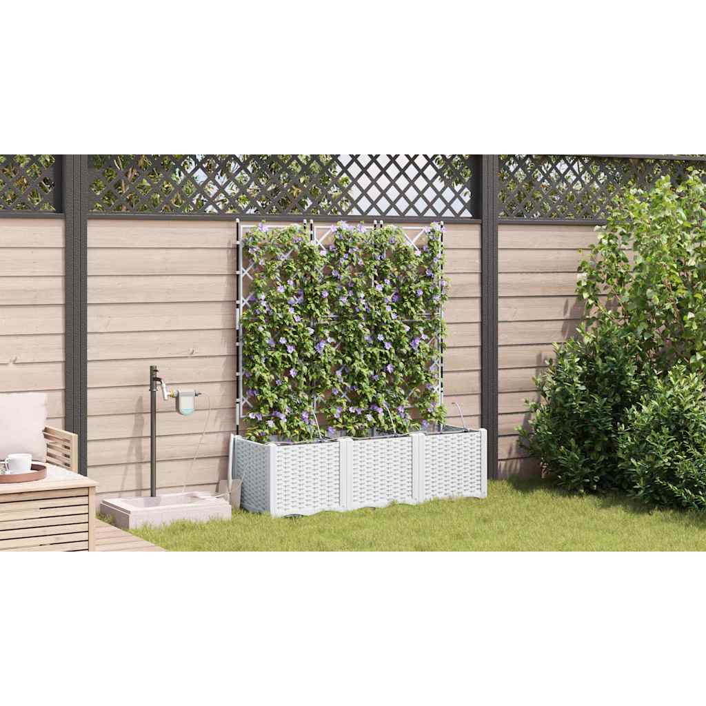 vidaXL Garden Planter 3 pcs White 120 x 40 x 142 cm PP