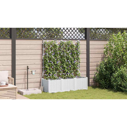 vidaXL Garden Planter 3 pcs White 120 x 40 x 142 cm PP