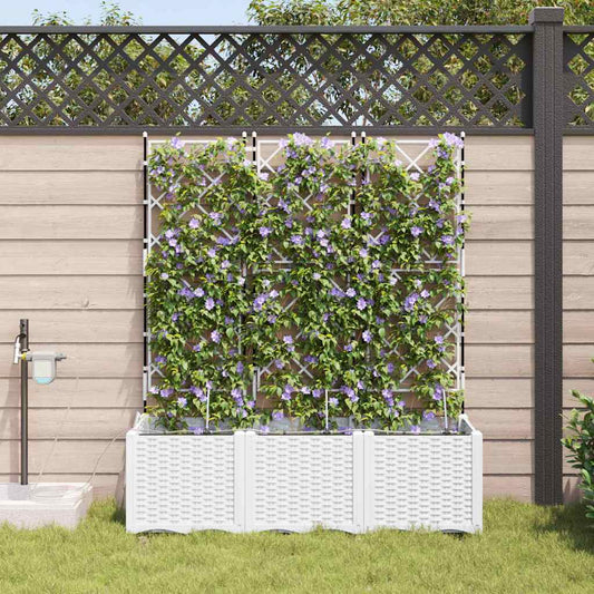 vidaXL Garden Planter 3 pcs White 120 x 40 x 142 cm PP