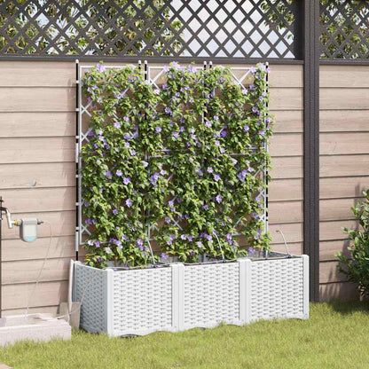 vidaXL Garden Planter 3 pcs White 120 x 40 x 142 cm PP