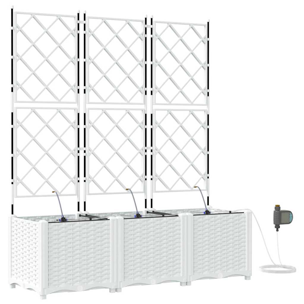 vidaXL Garden Planter 3 pcs White 120 x 40 x 142 cm PP