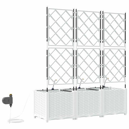vidaXL Garden Planter 3 pcs White 120 x 40 x 142 cm PP