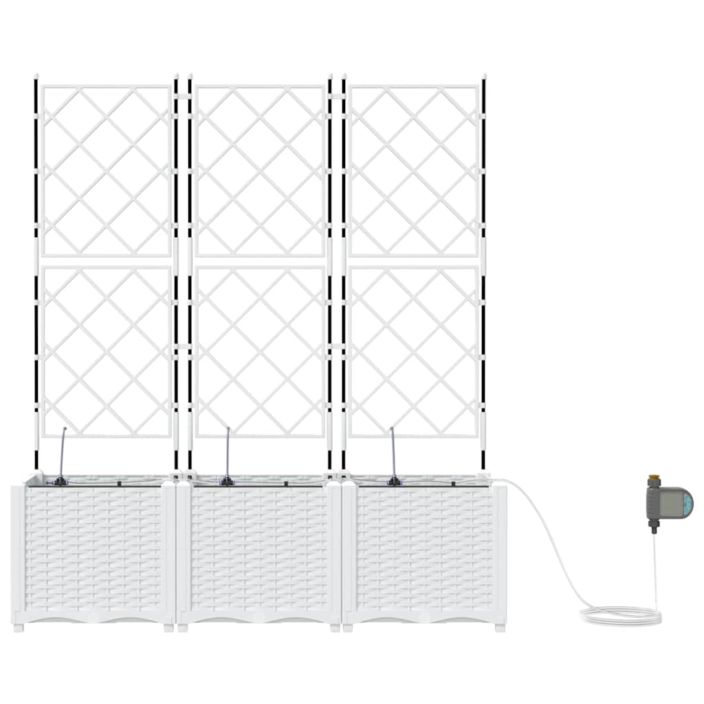 vidaXL Garden Planter 3 pcs White 120 x 40 x 142 cm PP