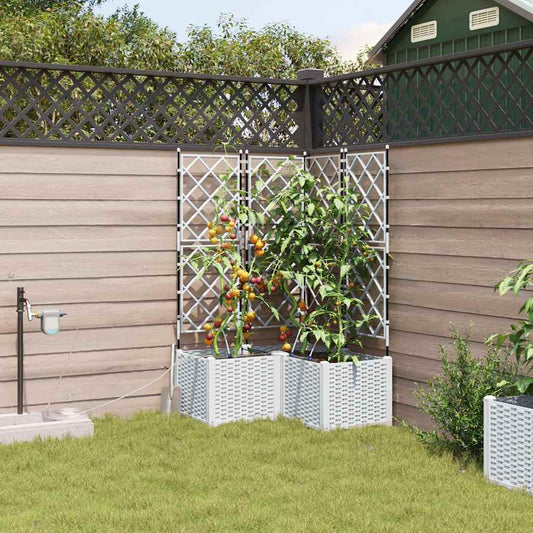 vidaXL Garden Planter 3 pcs White 80 x 80 x 142 cm PP