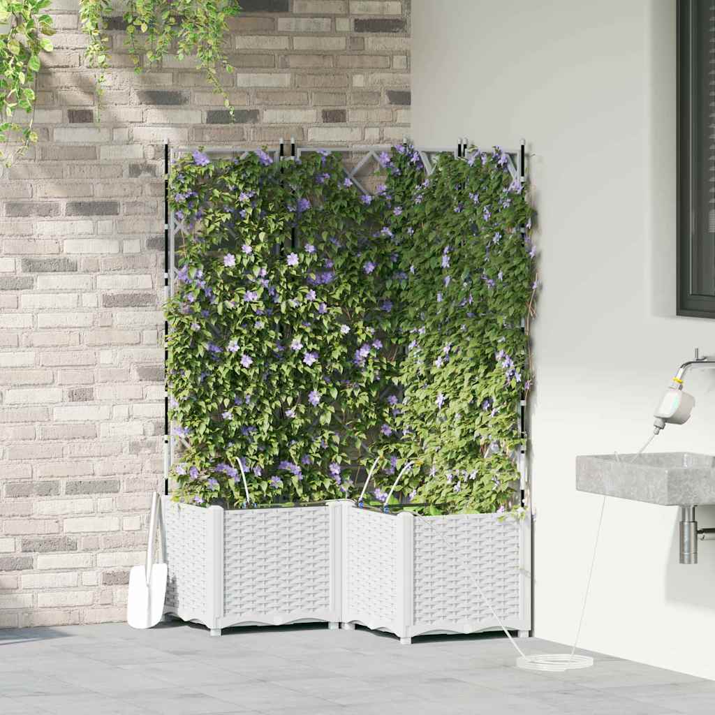 vidaXL Garden Planter 3 pcs White 80 x 80 x 142 cm PP
