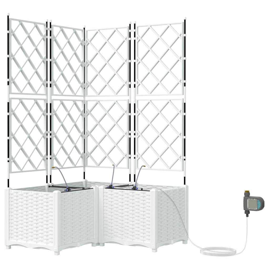 vidaXL Garden Planter 3 pcs White 80 x 80 x 142 cm PP