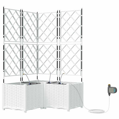 vidaXL Garden Planter 3 pcs White 80 x 80 x 142 cm PP