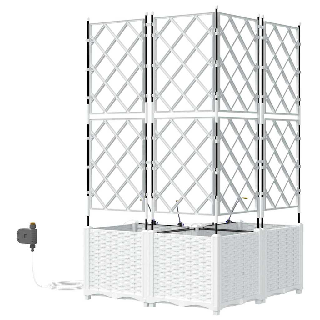 vidaXL Garden Planter 3 pcs White 80 x 80 x 142 cm PP