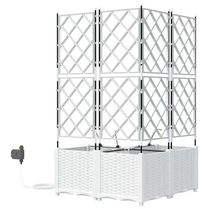 vidaXL Garden Planter 3 pcs White 80 x 80 x 142 cm PP