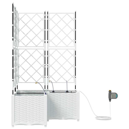 vidaXL Garden Planter 3 pcs White 80 x 80 x 142 cm PP