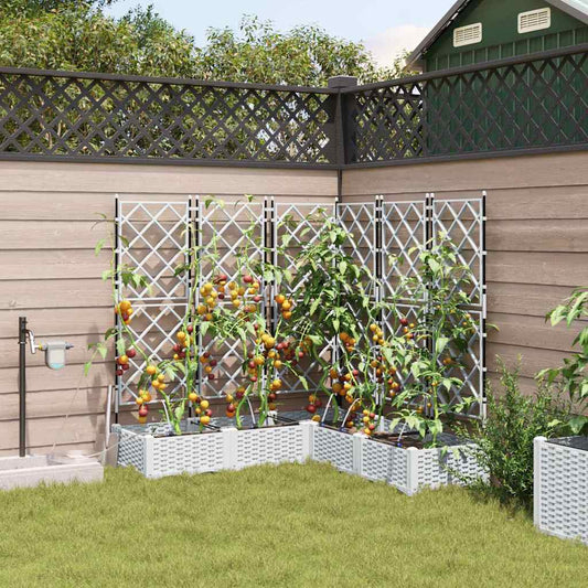 vidaXL Garden Planter 5 pcs White 120 x 120 x 126 cm PP