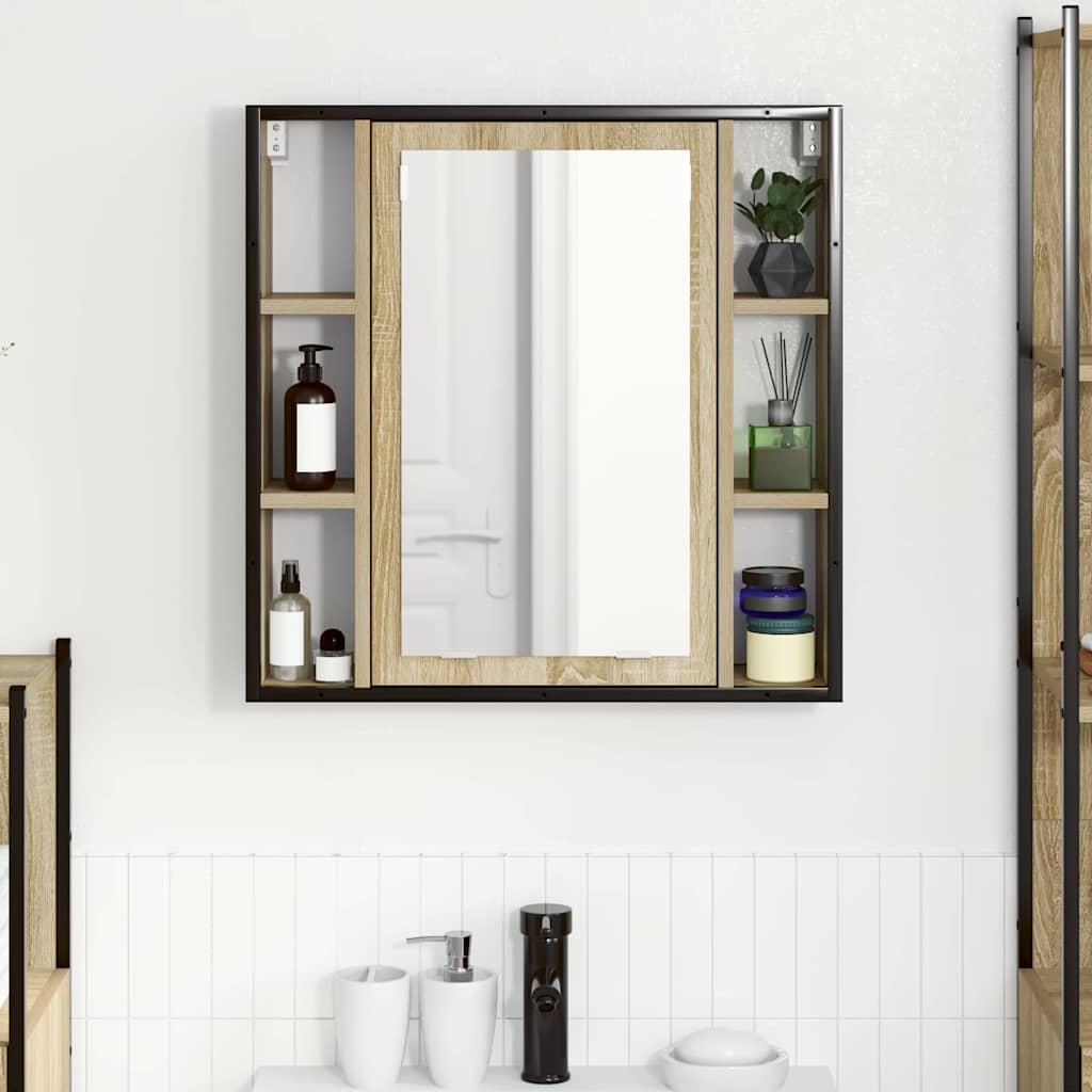 vidaXL Mirror Cabinet Sonoma Oak 60 x 16 x 60 cm Engineered Wood