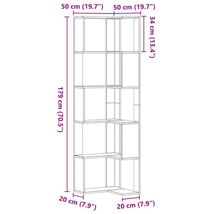 vidaXL Bookcase 5-Tier 50 x 50 x 179 cm Black Oak