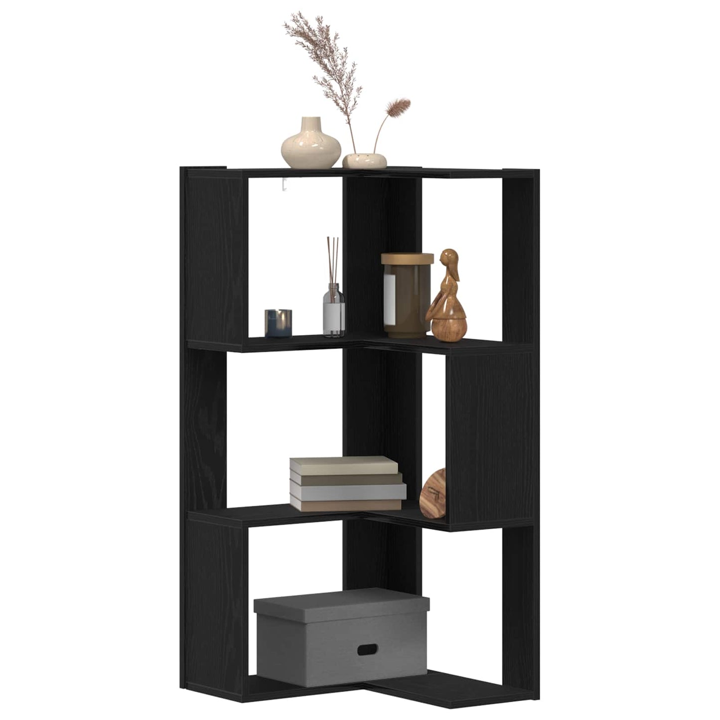 vidaXL Bookcase 3-Tier 50 x 50 x102 cm Black Oak