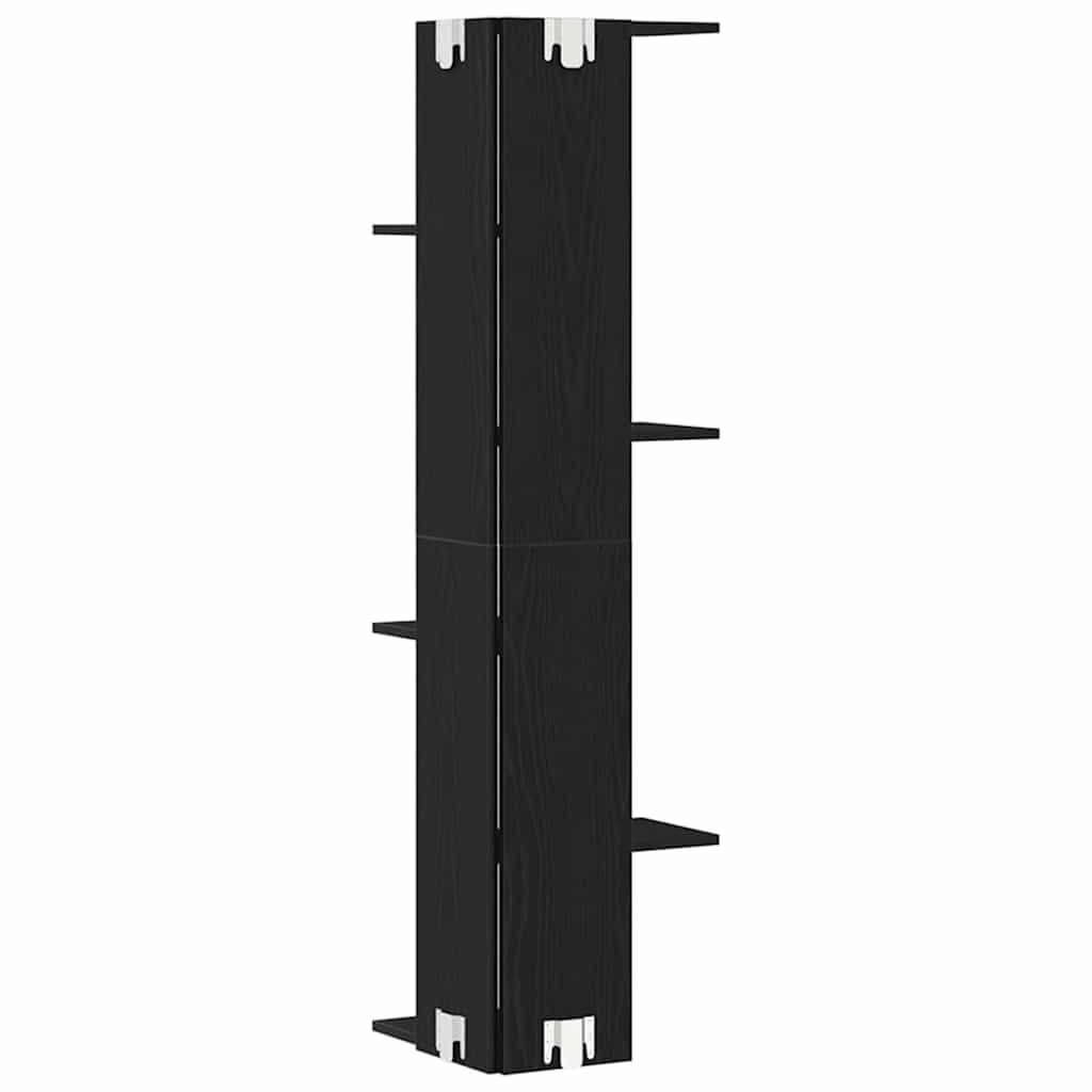 vidaXL Wall Corner Shelf with Shelf Black Oak 36.5 x 36.5 x140 cm