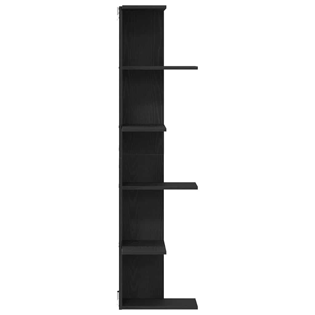 vidaXL Wall Corner Shelf with Shelf Black Oak 36.5 x 36.5 x140 cm