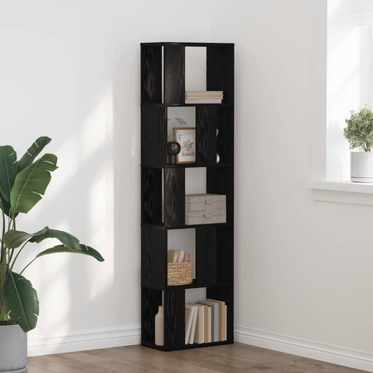 vidaXL Bookcase 5.0-Tier 45 x 23.5 x 162.5 cm Black Oak