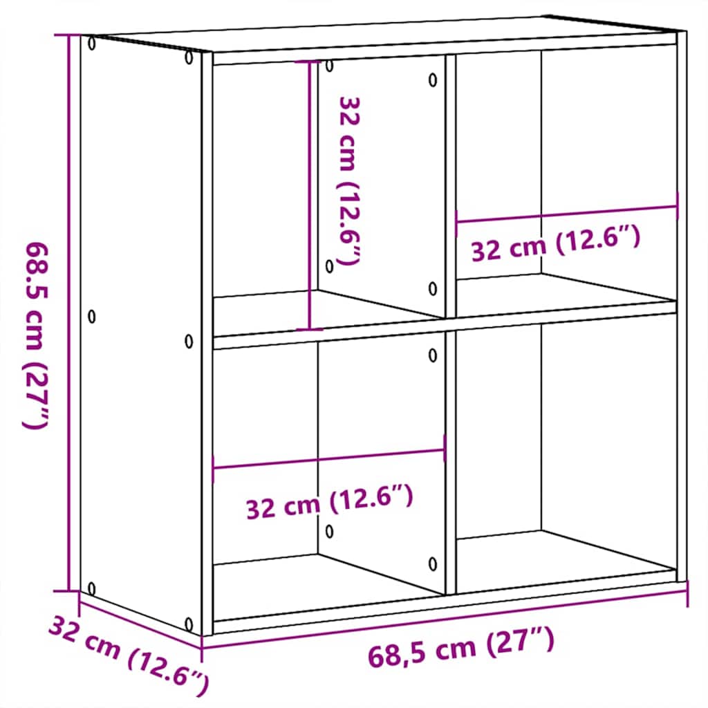 vidaXL Bookcase Black Oak 68.5 x 32 x 68.5 cm
