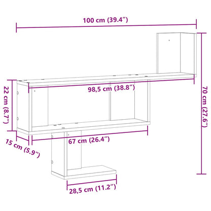 vidaXL Wall Shelf Black Oak 100x15x70 cm Engineered Wood