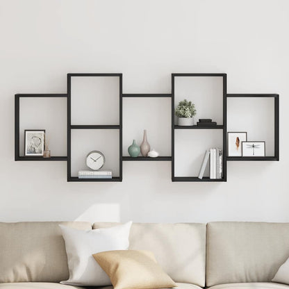 vidaXL Wall Shelf Black Oak 159x18x65 cm Engineered Wood