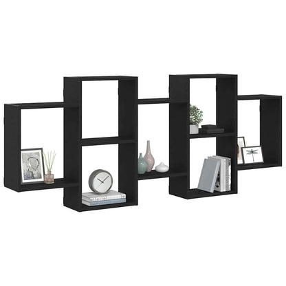 vidaXL Wall Shelf Black Oak 159x18x65 cm Engineered Wood