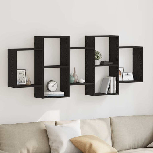 vidaXL Wall Shelf Black Oak 159x18x65 cm Engineered Wood