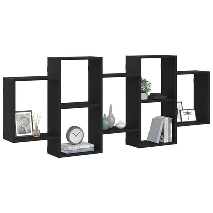 vidaXL Wall Shelf Black Oak 159x18x65 cm Engineered Wood