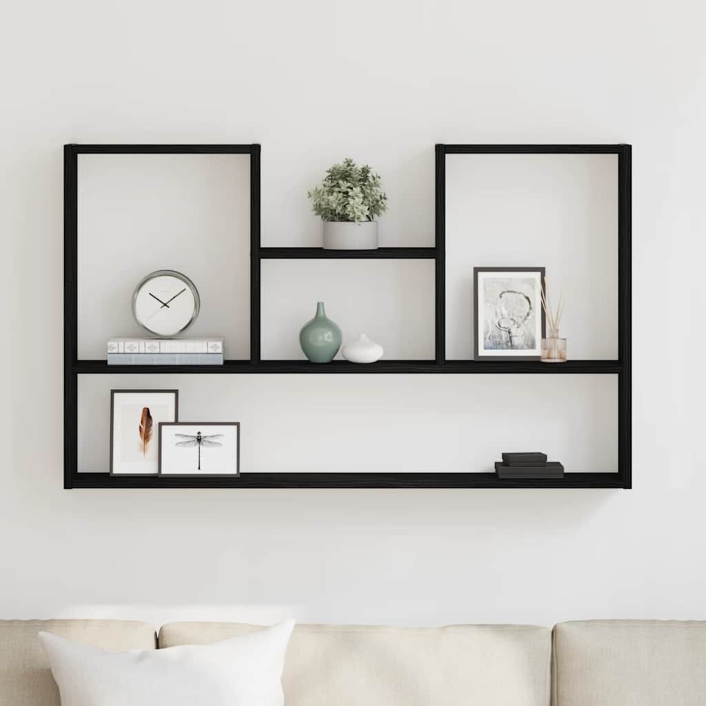 vidaXL Wall Shelf Black Oak 99x15x60 cm Engineered Wood