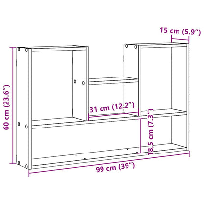 vidaXL Wall Shelf Black Oak 99x15x60 cm Engineered Wood