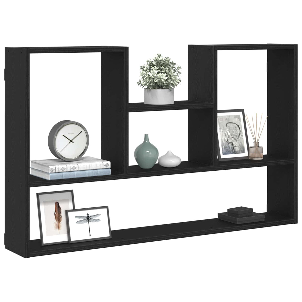 vidaXL Wall Shelf Black Oak 99x15x60 cm Engineered Wood