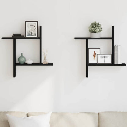 vidaXL Wall Shelves 2 pcs Black Oak 50x12x50 cm Engineered Wood