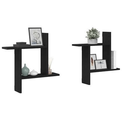 vidaXL Wall Shelves 2 pcs Black Oak 50x12x50 cm Engineered Wood