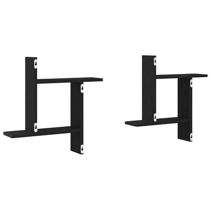 vidaXL Wall Shelves 2 pcs Black Oak 50x12x50 cm Engineered Wood