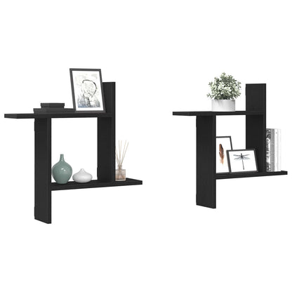 vidaXL Wall Shelves 2 pcs Black Oak 50x12x50 cm Engineered Wood