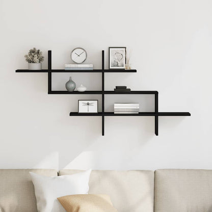 vidaXL Wall Shelf Black Oak 124.5x18x60.5 cm Engineered Wood