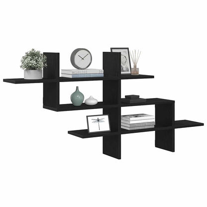 vidaXL Wall Shelf Black Oak 124.5x18x60.5 cm Engineered Wood