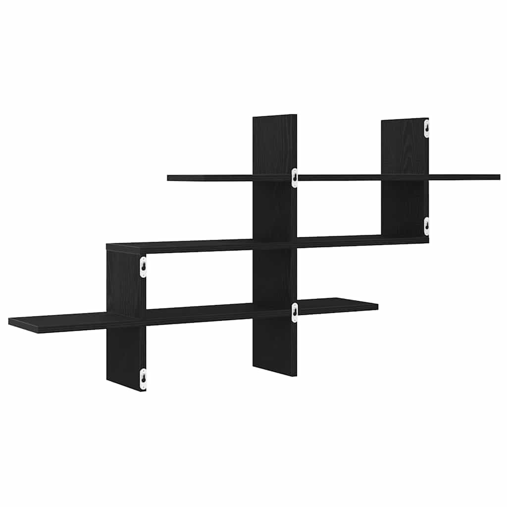 vidaXL Wall Shelf Black Oak 124,5x18x60,5 cm Engineered Wood