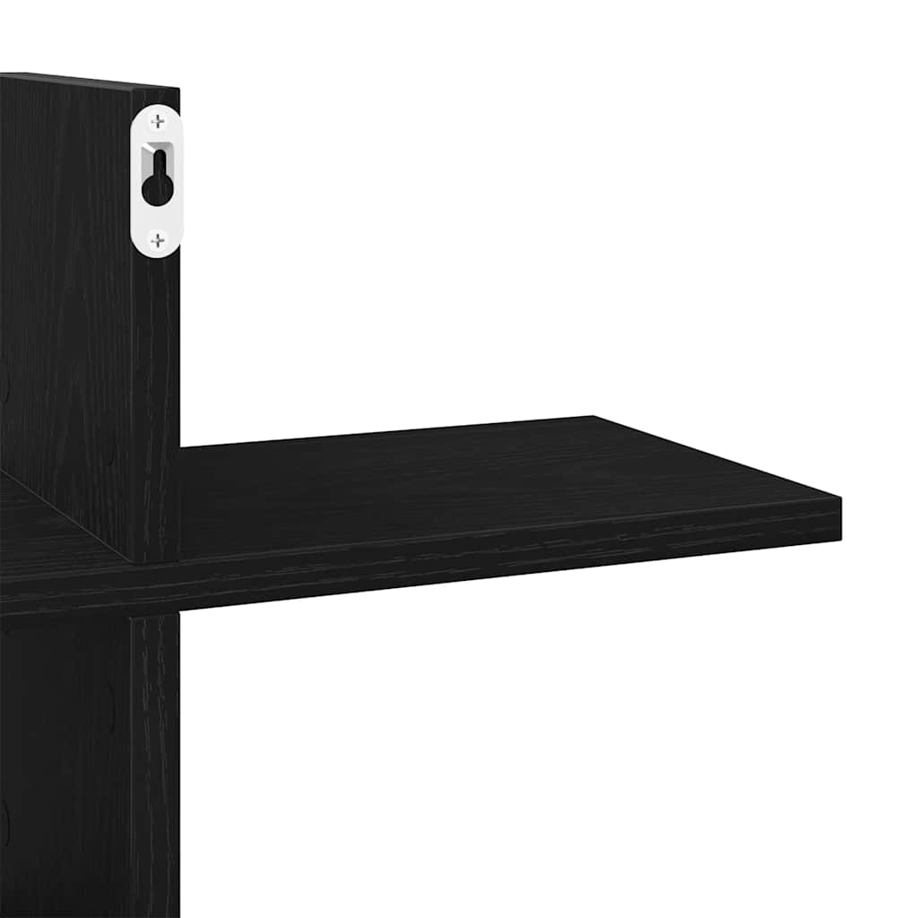 vidaXL Wall Shelf Black Oak 124.5x18x60.5 cm Engineered Wood