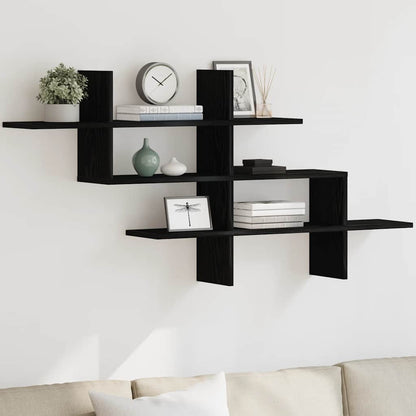 vidaXL Wall Shelf Black Oak 124,5x18x60,5 cm Engineered Wood