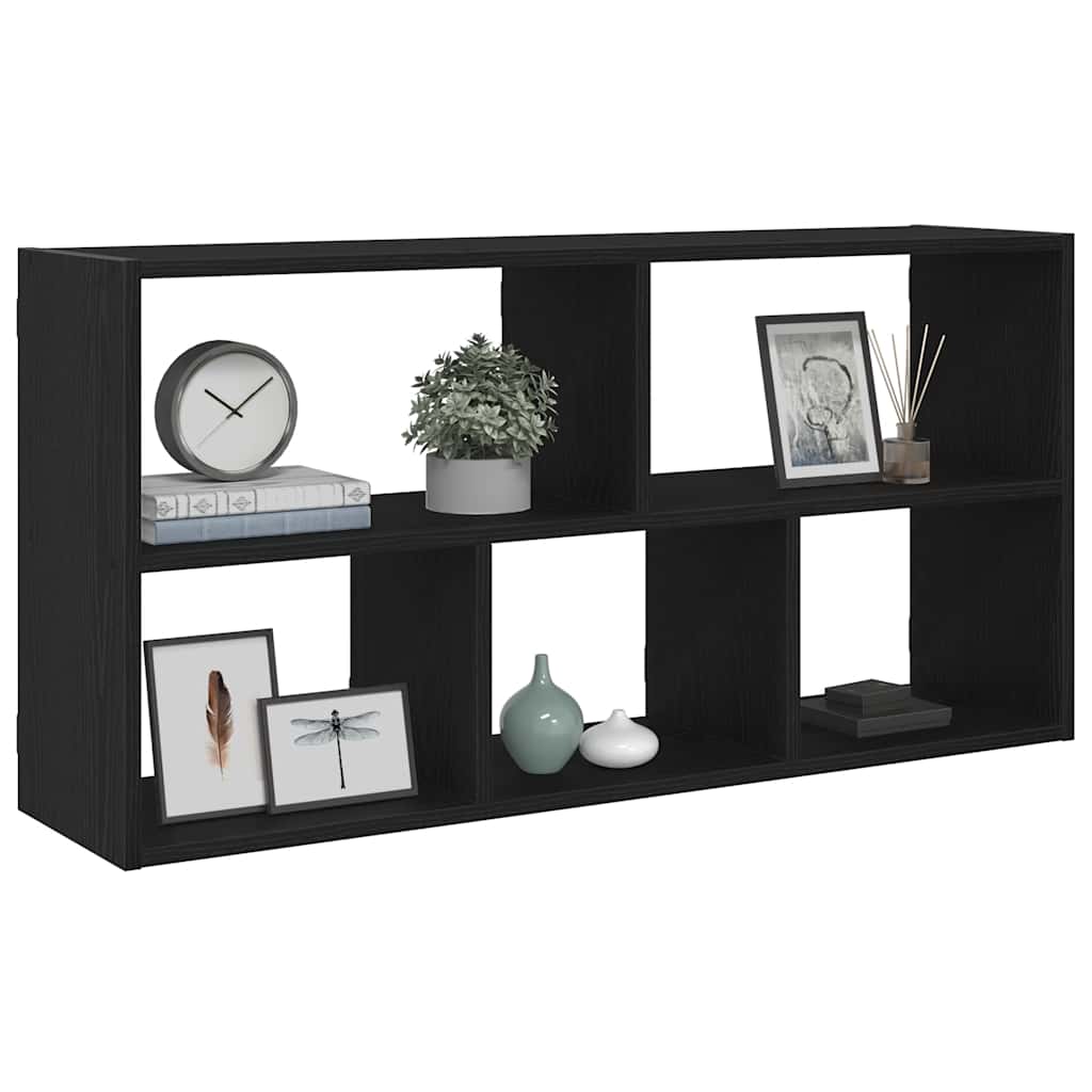 vidaXL Wall Shelf Black Oak 100x25x50 cm Engineered Wood