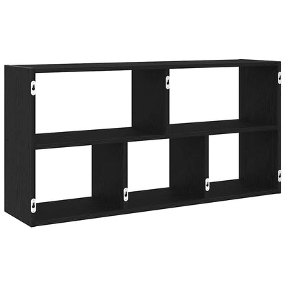 vidaXL Wall Shelf Black Oak 100x25x50 cm Engineered Wood