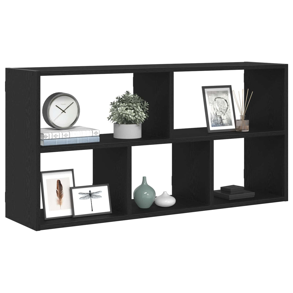 vidaXL Wall Shelf Black Oak 100x25x50 cm Engineered Wood