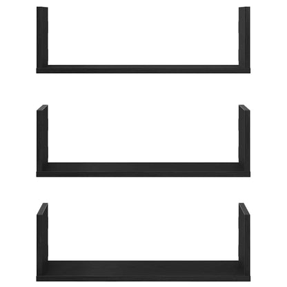 vidaXL Wall Shelves 3 pcs Black Oak 58x18x18 cm Engineered Wood