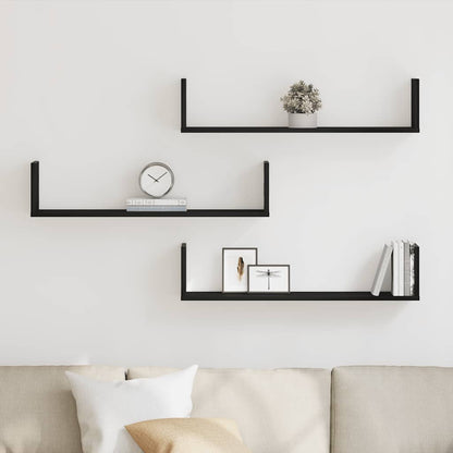 vidaXL Wall Shelves 3 pcs Black Oak 80x18x18 cm Engineered Wood